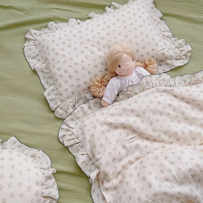 Set of 2-piece bed linens Set of Twin Size cotton muslin cover with pillow cover set