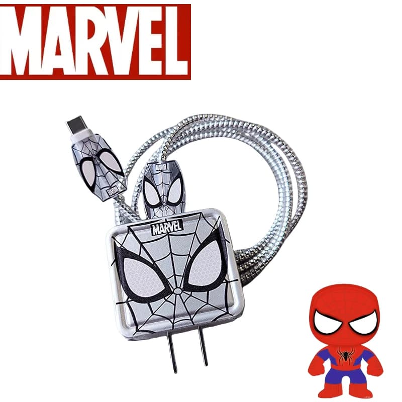 Custodia protettiva per caricabatterie per telefono Apple Cartoon Marvel Spiderman Cavo dati creativo Corda protettiva avvolta in silicone Regalo all'ingrosso