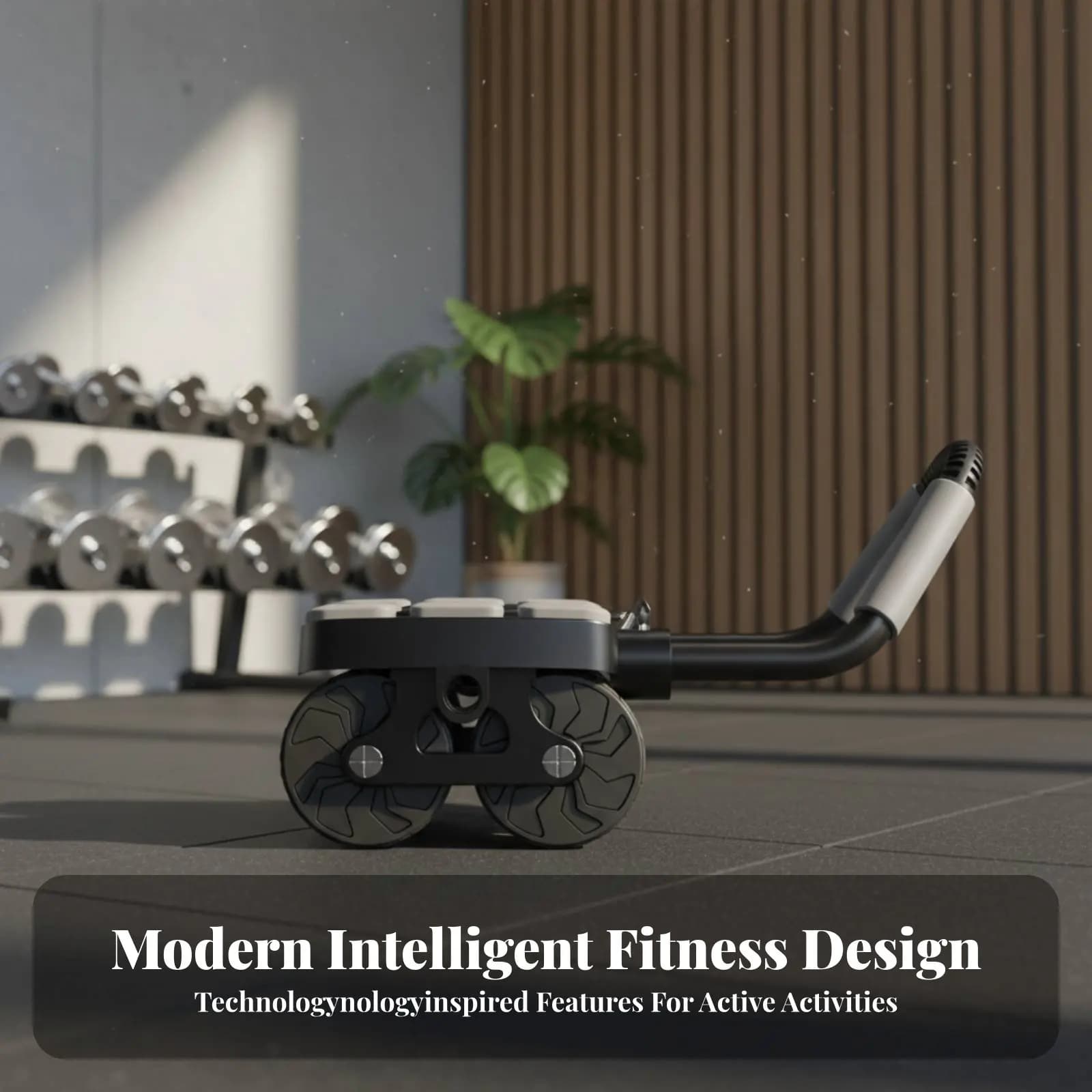 Wheel for Abdominals, 4 Wheels, 6 Support Points, Automatic Rebound, Intelligent APP, Domestic Exercise, Telephone Support, Knee Pad, Orange/Black