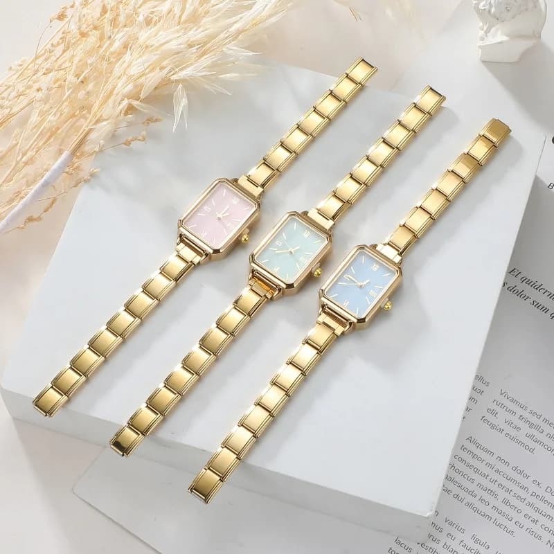 Y2K 9MM Width Italian Charm Round and Square Simple Elastic Watch Bracelets Bangle For Friend Wife Birthday Gift DIY Jewelry
