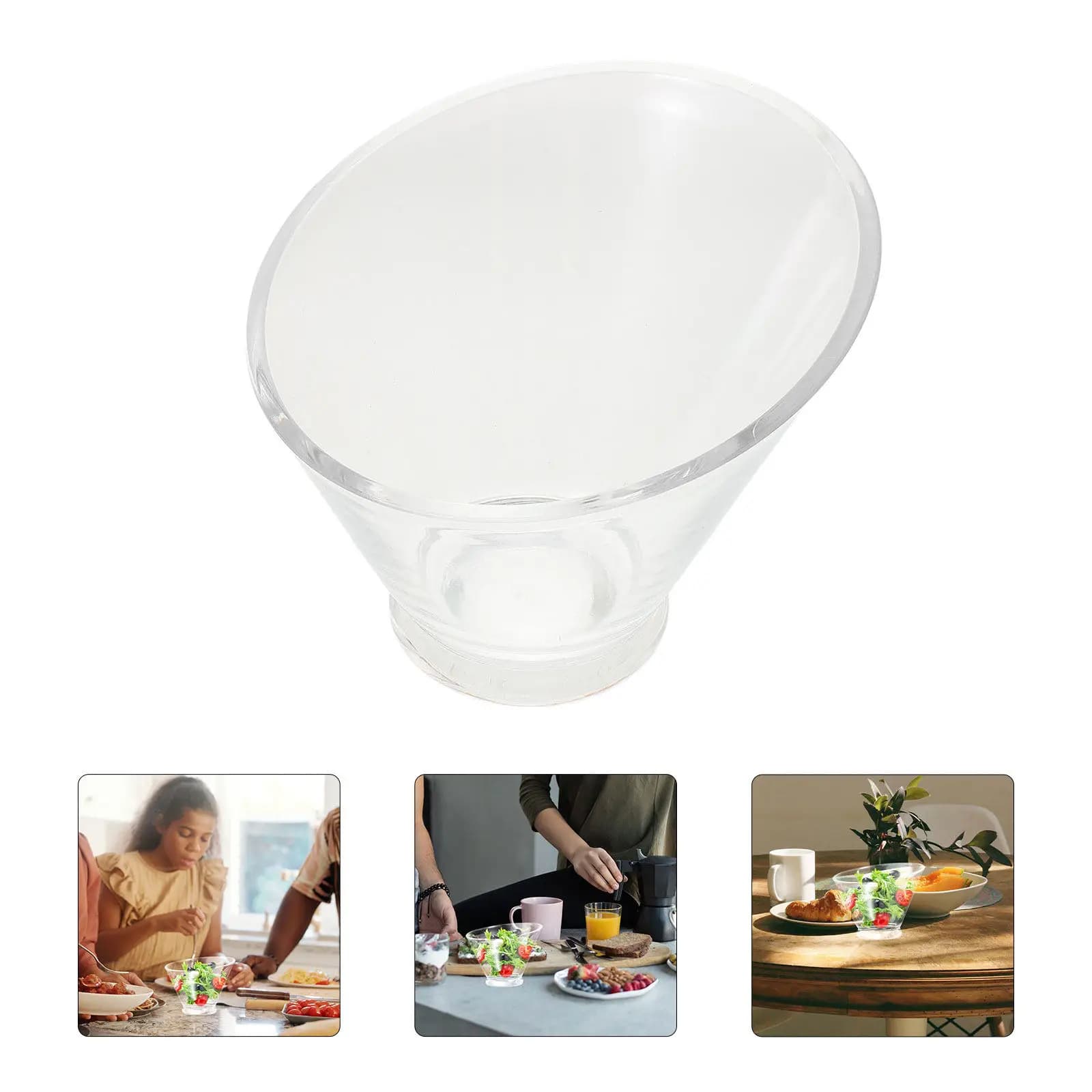 Large Japanese Style Angled Clear Salad Bowl Acrylic Transparent Food Serving Container Party Dessert Snack Bowl