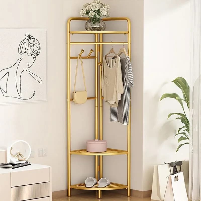Corner floor bedroom household hanger wall corner clothes hanger simple drying rack light