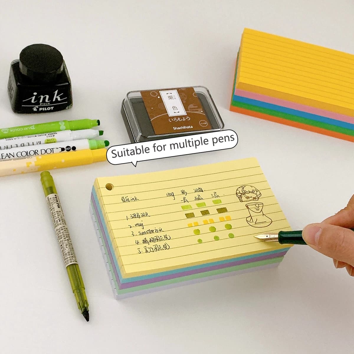 Indice Nota adesiva Taccuino di carta Kraft a fogli mobili con linea orizzontale su entrambi i lati Libro tascabile portatile con taccuino ad anelli