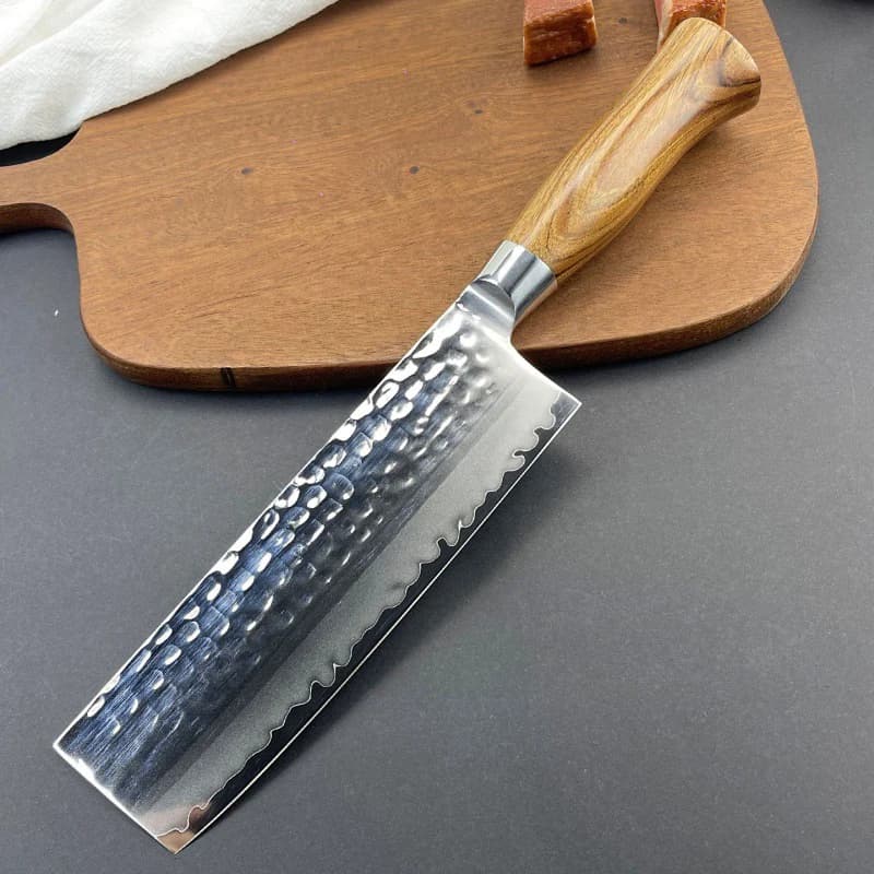 Nakiri knife 6.9 inch 3 layers coated steel 10Cr15Mov Blade Wooden handle Chef sliced vegetable mannaia Cooking knife handmade for meat