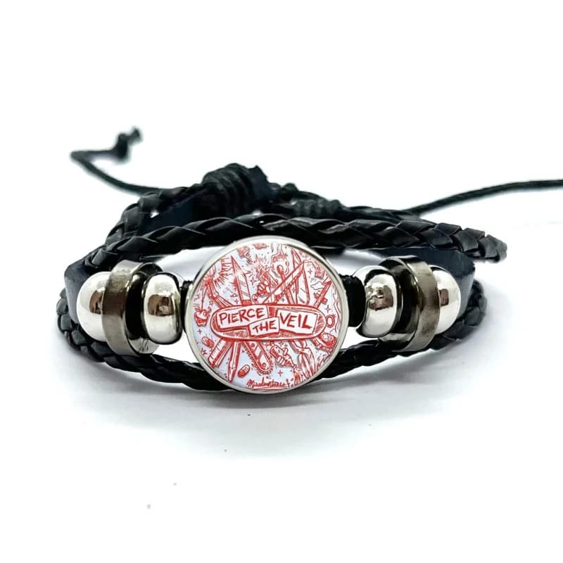 Pop Rock Band Pierce The Veil Leather Bracelets Glass Dome Snap Button Bracelet & Bangles Fashion Women Men Jewelry
