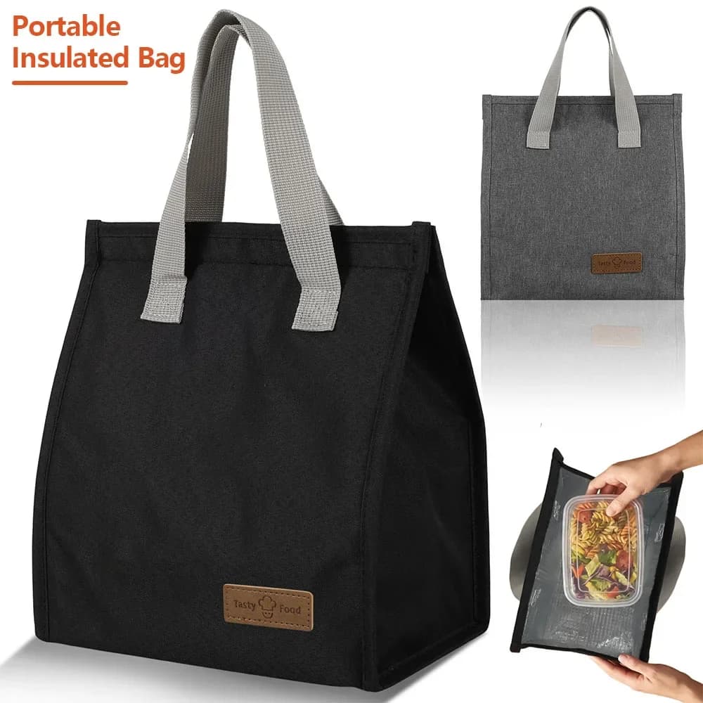 Insulated Food Container Bag Large Capacity Lunch Bag with Aluminum Foil Insulation Portable Minimalist Meal Box Bag for Travel