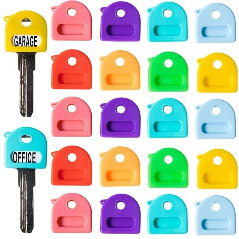 Confezione da 9 identificatori di chiavi luminosi in silicone Copri portachiavi flessibili con chiave dai colori vivaci con 12 etichette vuote per chiavi della casa Chiavi dell'ufficio