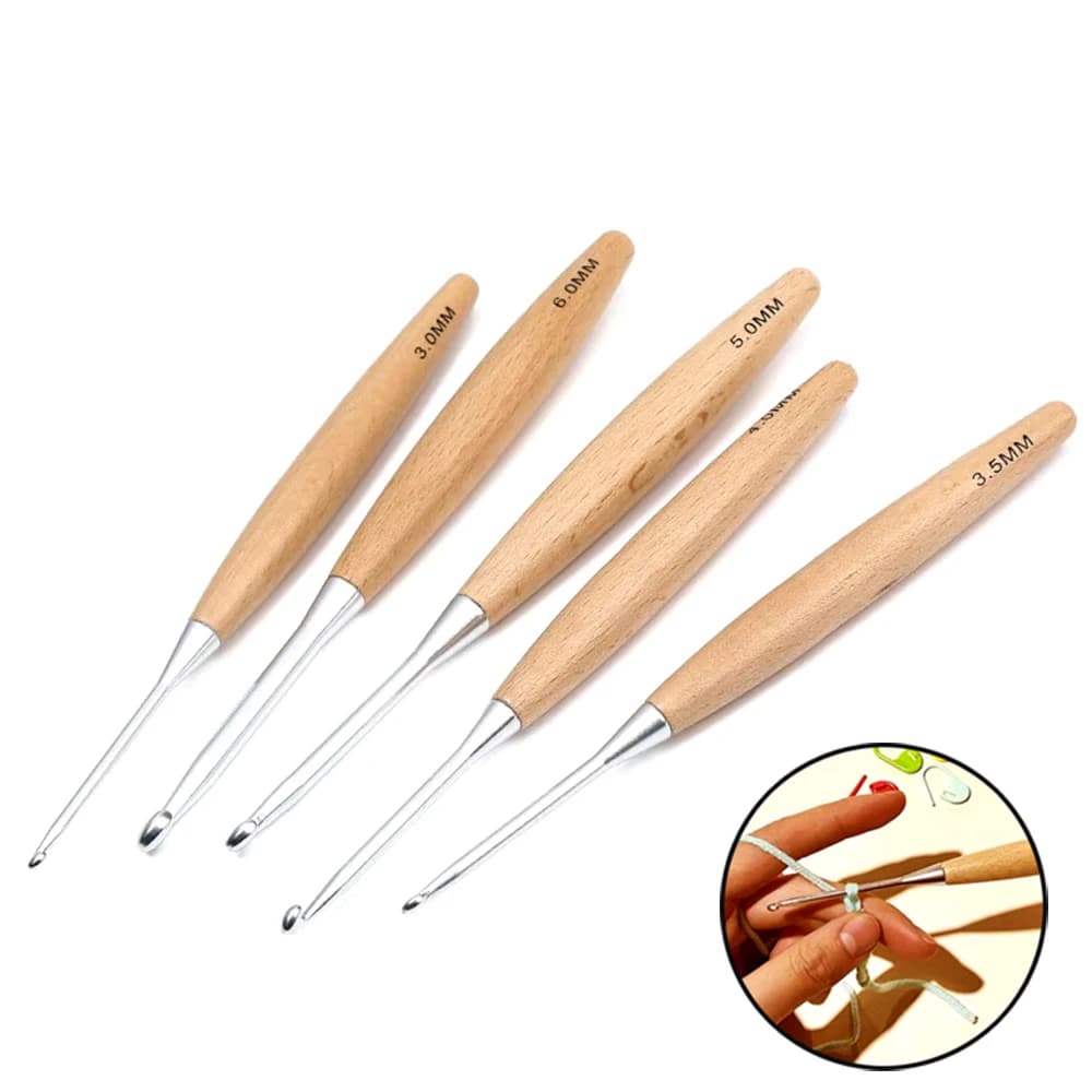 3-12mm Manico in legno massello Aghi per maglieria all'uncinetto Ganci Multi formato Accessori per cucire Lana Uncinetto Tessuto di pizzo Ago artigianale