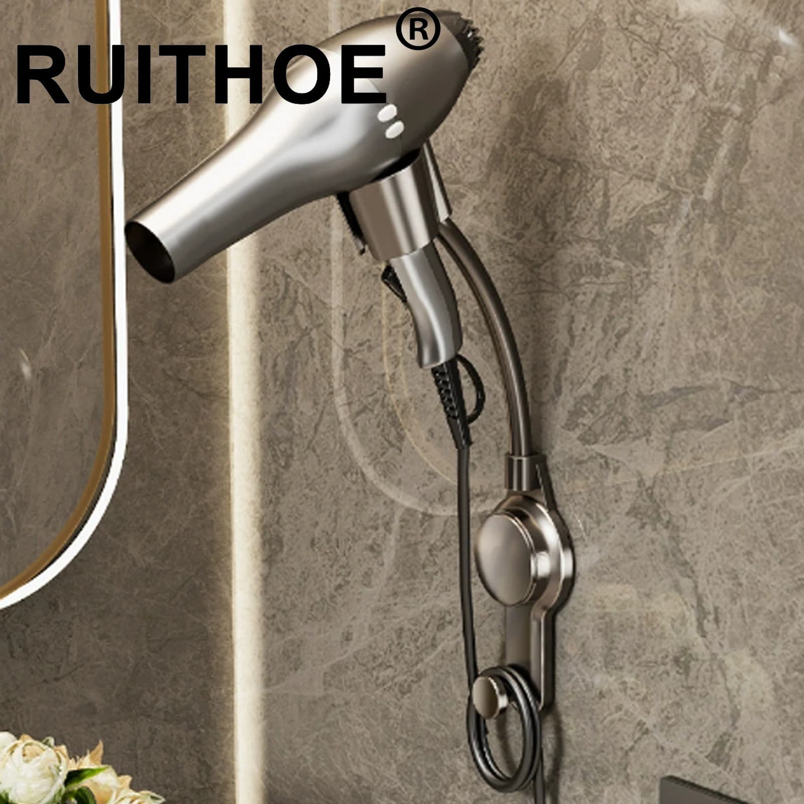 Suction Cup Hair Dryer Holder Wall Dryer Cradle Straightener Hairdryer Organizer Blower Holder Shelf Bathroom Accessories