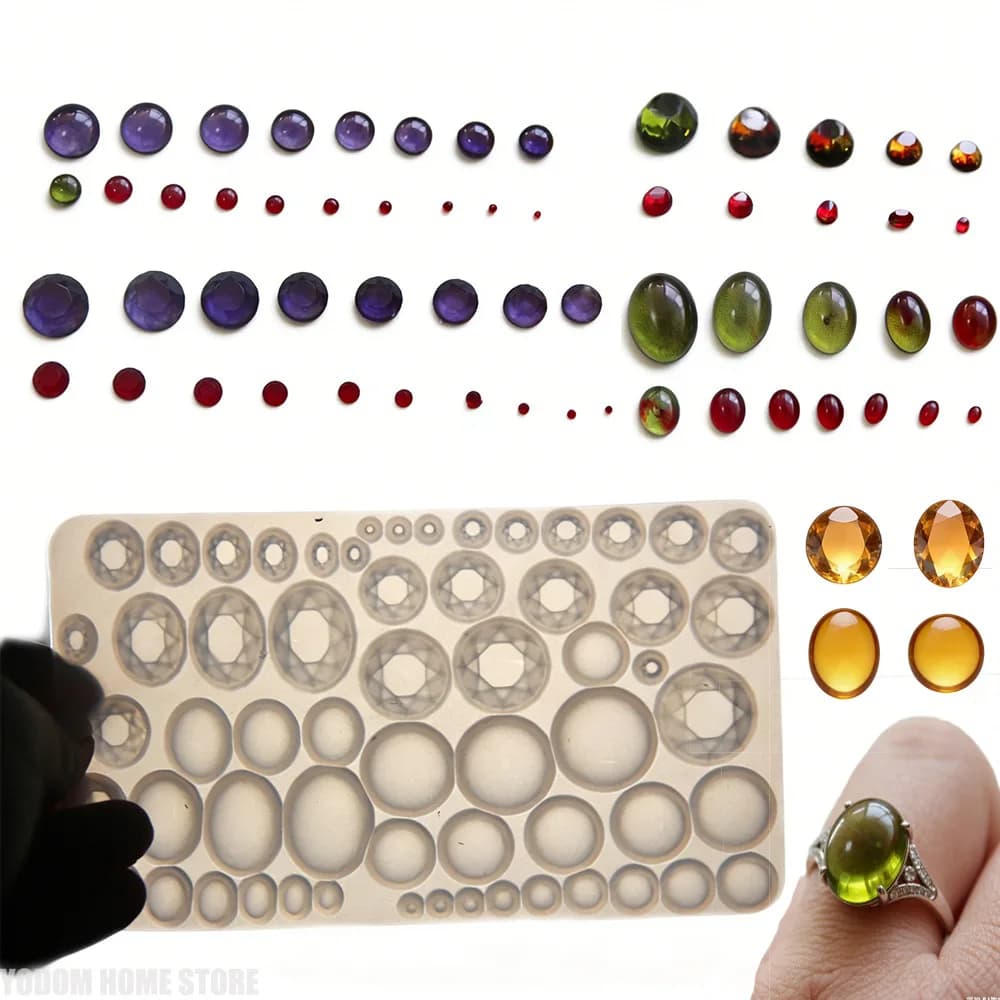 Round Oval Gemstone Jewelry Mold Silicone Resin Epoxy Accessories Ring Pendant Ornament Casting Craft Tool