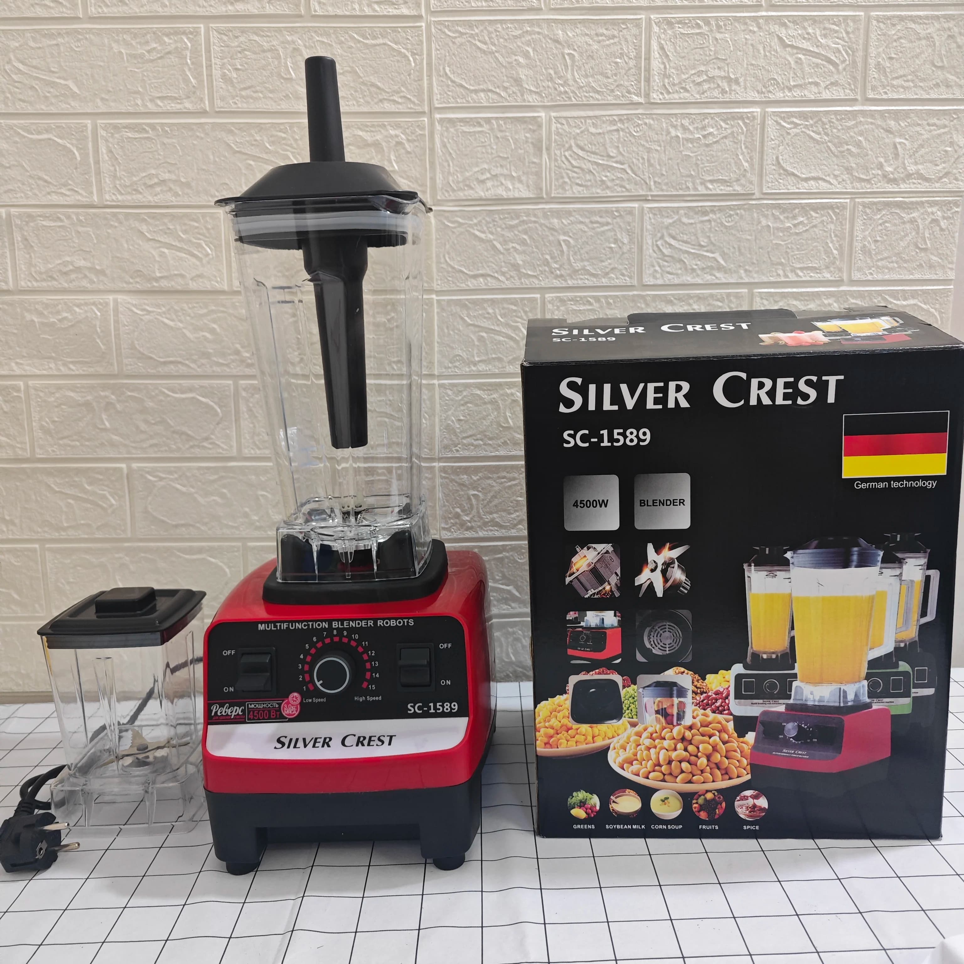 Heavy Duty Ice Smoothie Blenders Machine Portable Silver Crest Blender 4500W 2L Large Capacity Commercial With Mixer Grinder