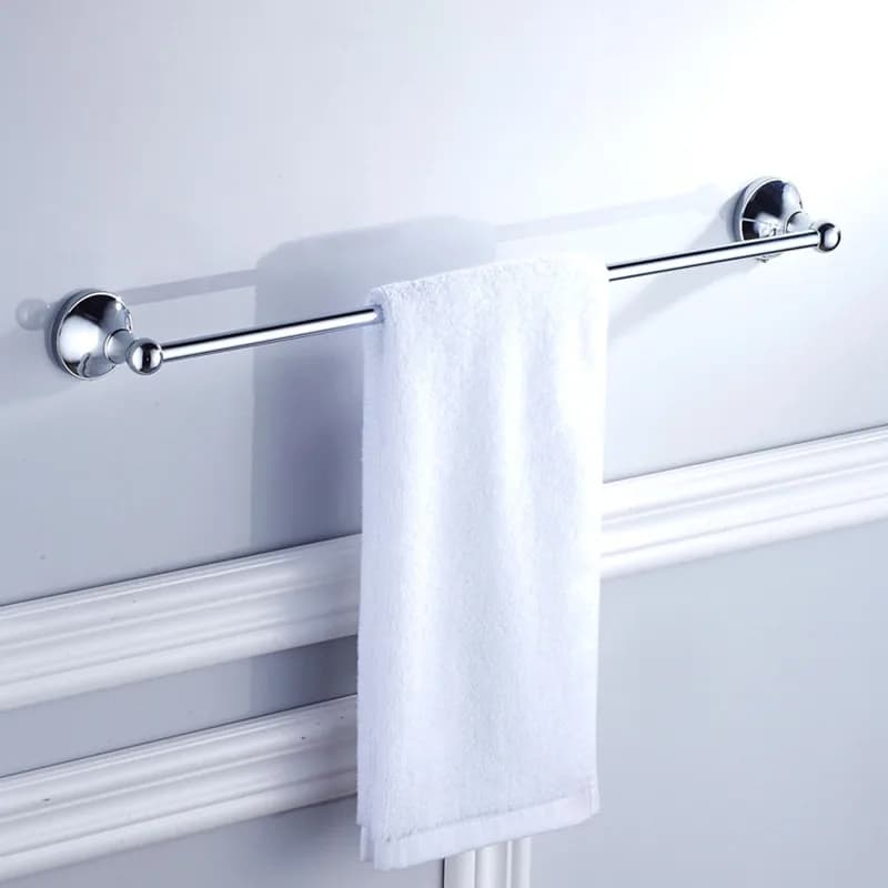 Portasciugamani singolo, realizzato in ottone massiccio, finitura cromata, accessori per il bagno, 50 cm