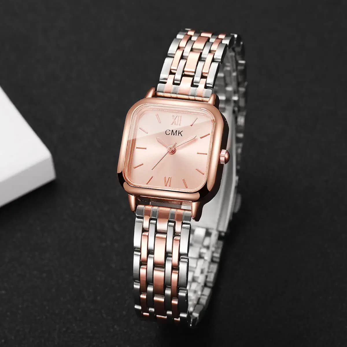 Fashionable Square Women's Quartz Watch Dial Stainless Steel Bracelet Reloj Mujer Wrist Watch (No Box)