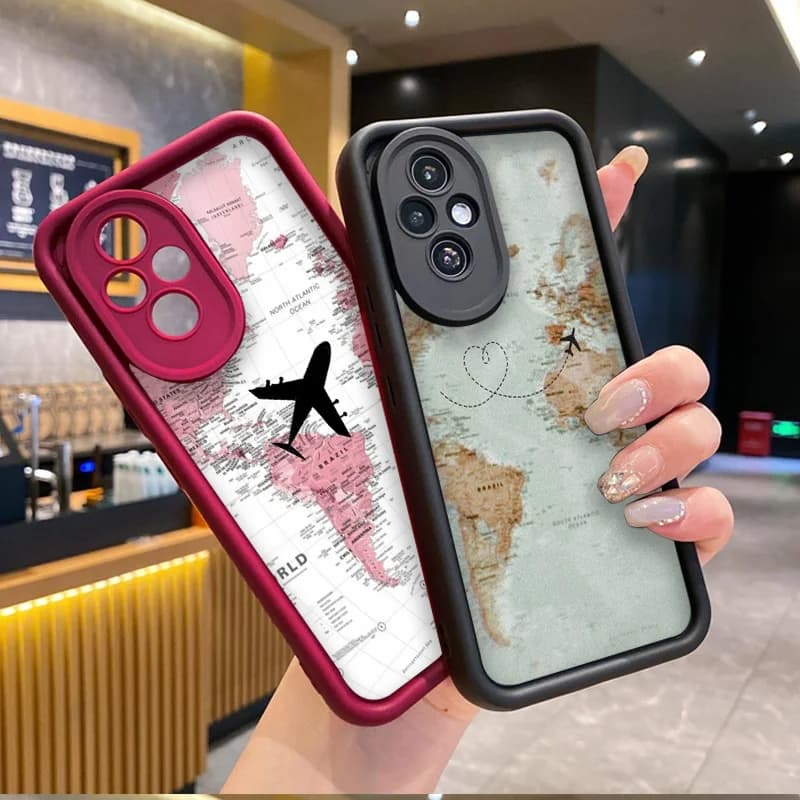 Mappa di viaggio creativa modello aereo coppia custodia per telefono per Huawei Honor 200 400 90 Lite X7 8X X9 PRO Magic 7 6 5 Pro copertura morbida