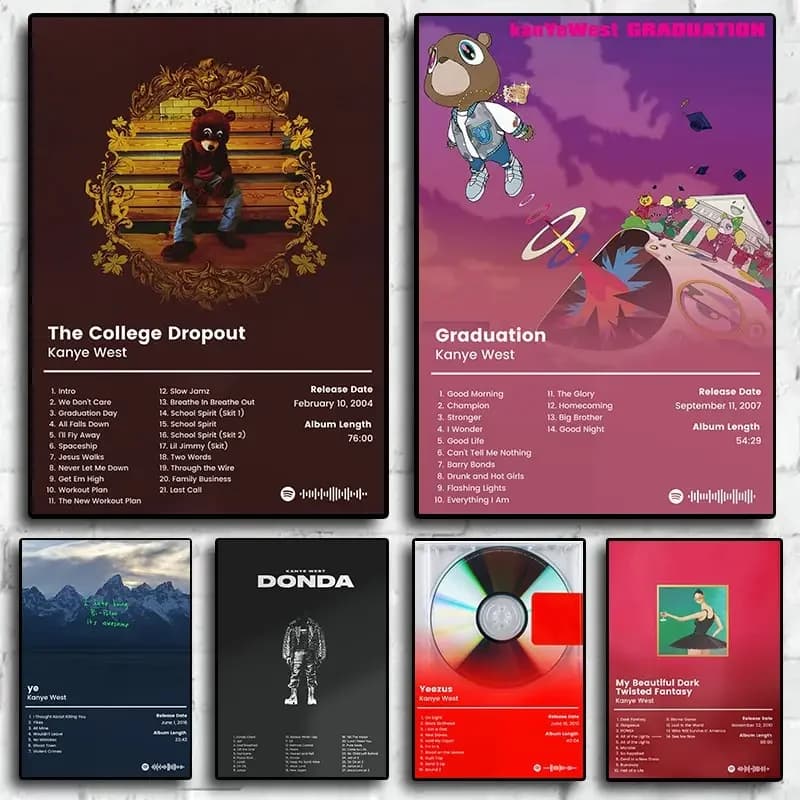 Rapper Hip Hop Pop Singer Kanye West Poster Aesthetic Jesus Music Album Canvas Print Poster Home Decor Wall Art Mural Room De