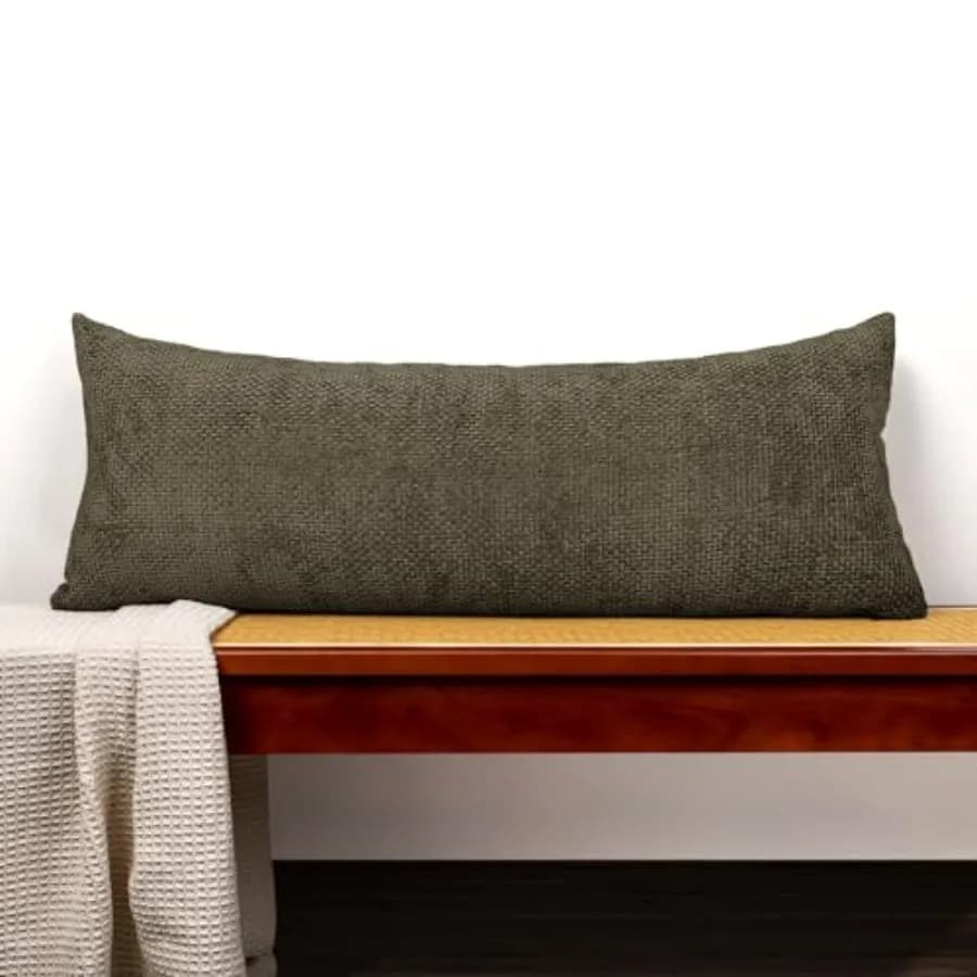 Chenille Lumbar Pillow Cover 14x36, Boho Knitting Textured Soft Cushion Cover Modern Farmhouse Pillowcase Home Decor for Sofa B