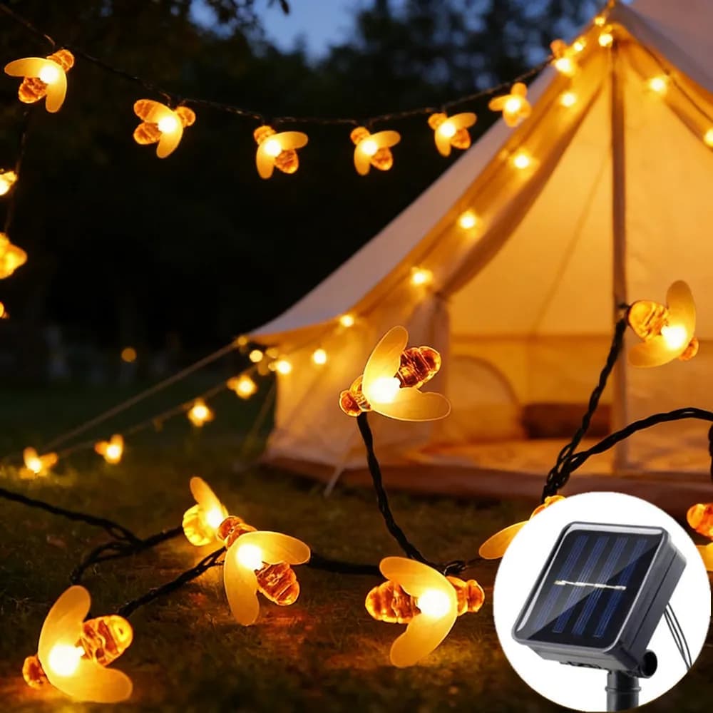 Lampada a Ghirlanda Solare 100/50/20 LED con 8 Modalità, Luci Fatate per Esterni, Albero di Natale, Patio, Giardino, Feste e Decorazioni Matrimoniali