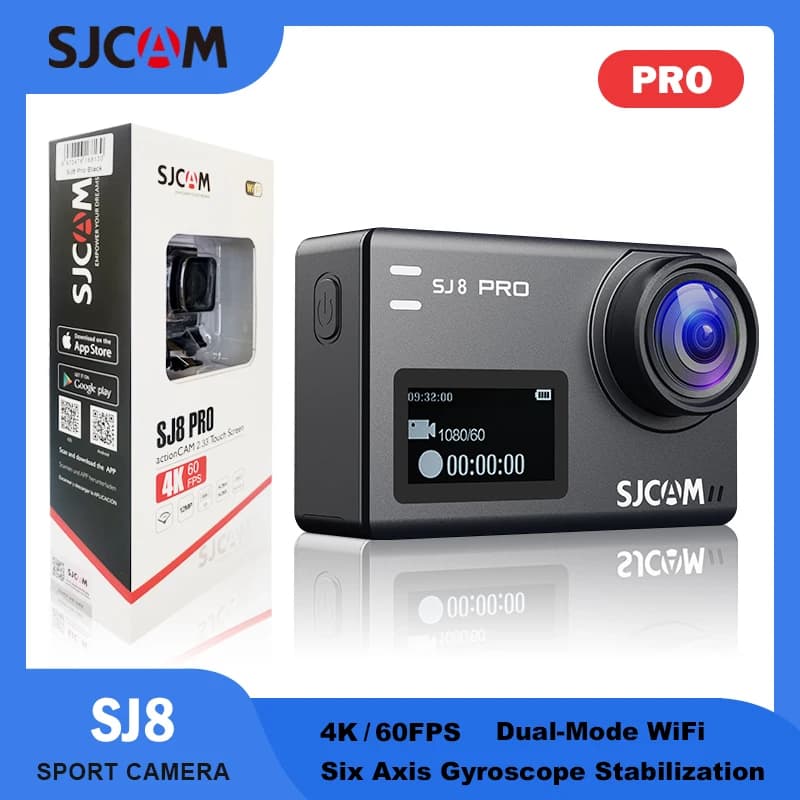 SJCAM SJ8 Pro 4K Ultra Action Telecamera subacquea Zoom 8X HD Camma impermeabile Doppio screo con stabilizzazione Batteria da 1300 mAh