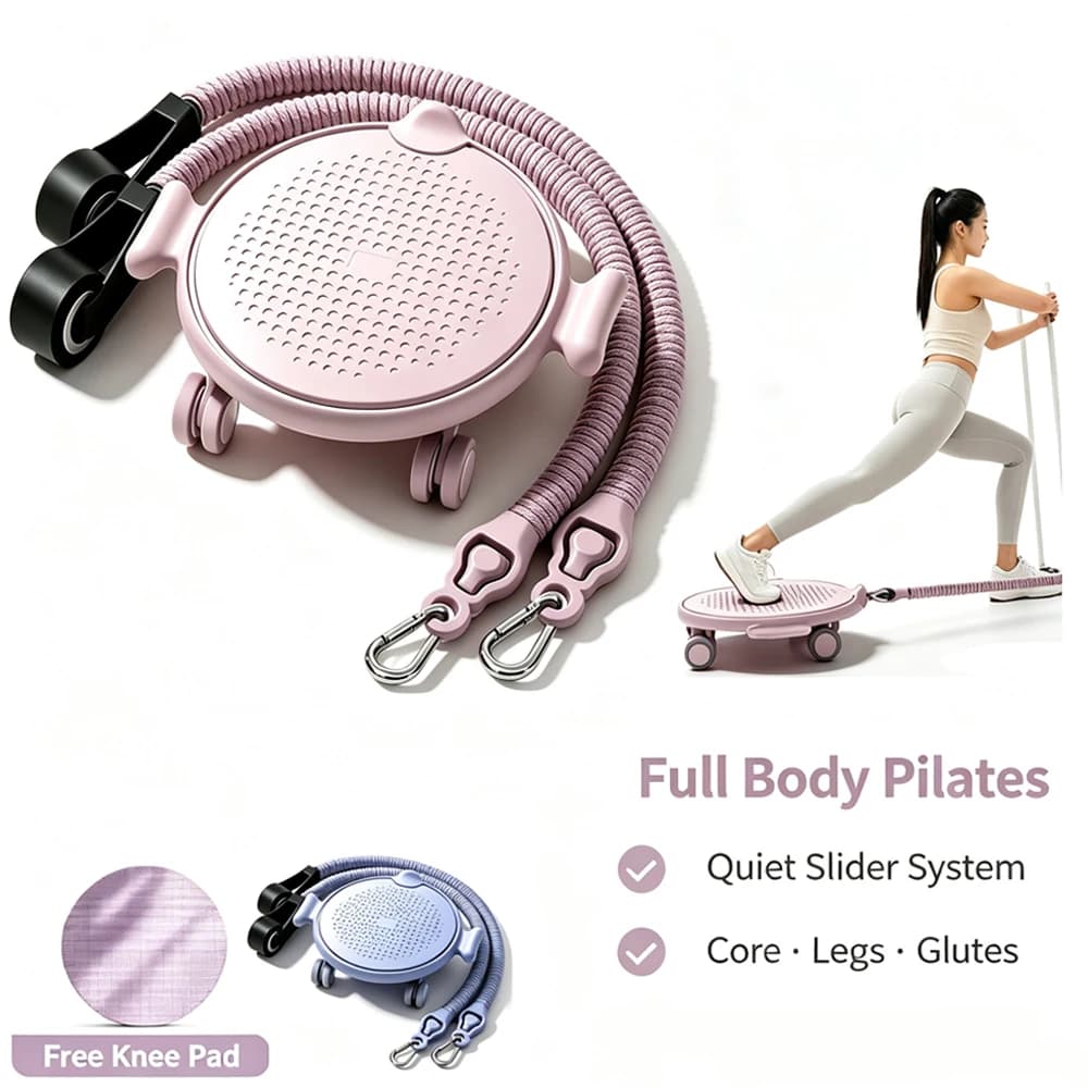 Ab Roller Kit with Sliding Disc & Resistance Bands, 360° Silent Core Exercise Equipment for Home Gym, Abdominal Muscle Trainer