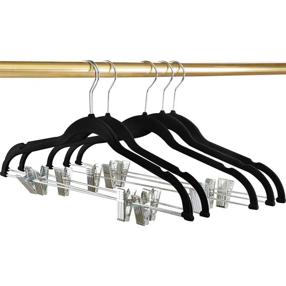 8Pcs Clothes Hangers with Clips Non-Slip Flocked ABS Material for Coats Jackets Pants Dress Secure Grip Rack Home Shop Closet