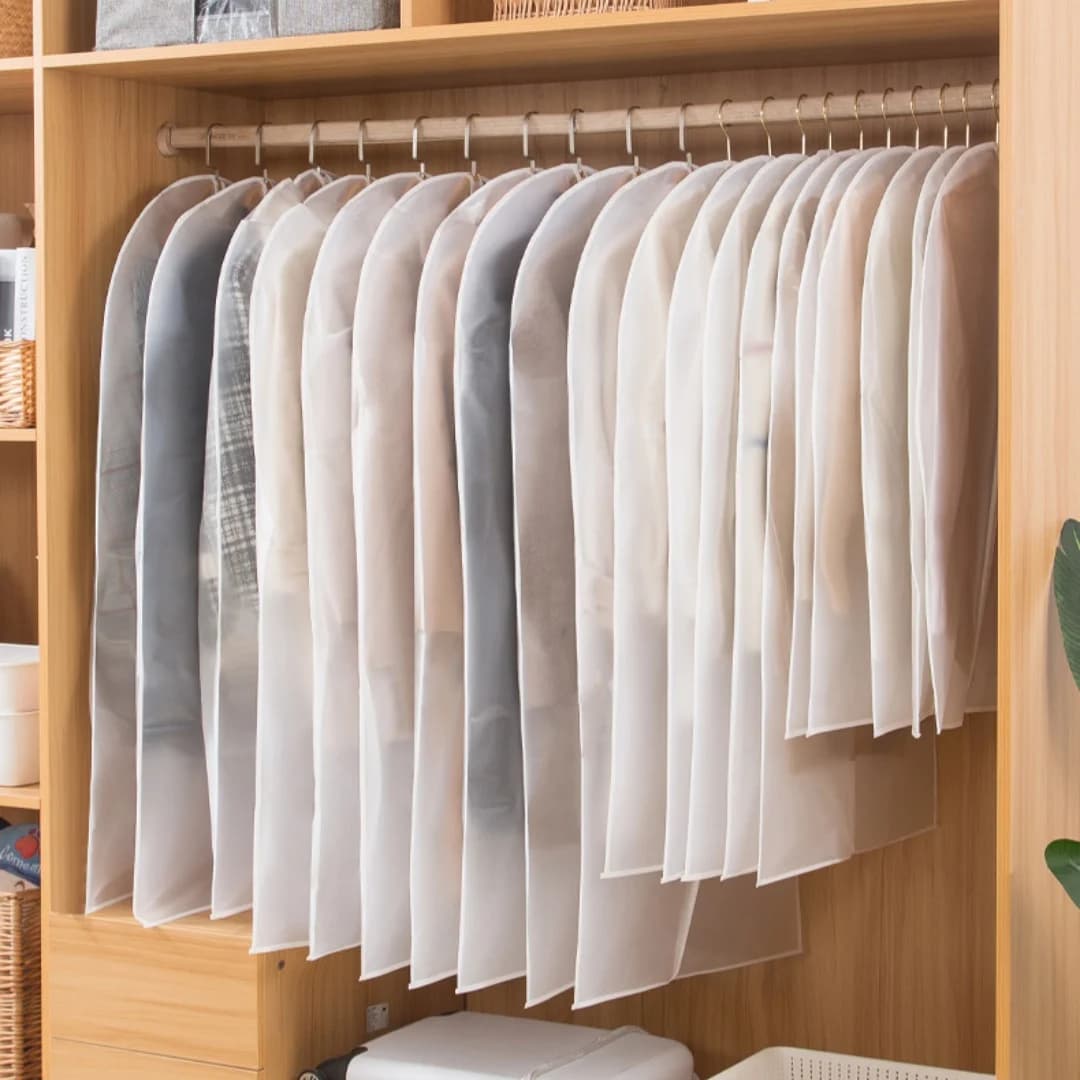 Clear Garment Bags for Hanging Clothes, Suit Bags for Closet Storage, Plastic Dustproof Suit Cover Bags, Clothes Bag with Zipper