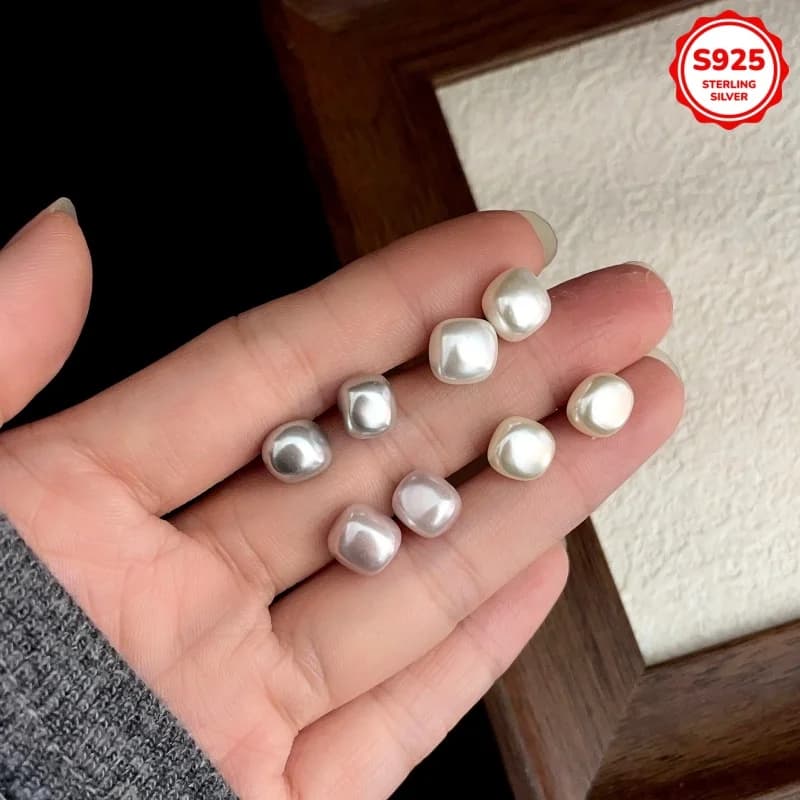 925 Silver Baroque Shell Beads Earrings Exquisite Ear Acupuncture Blockage Versatile Multi-Color Imves Women's Fine Jewelry