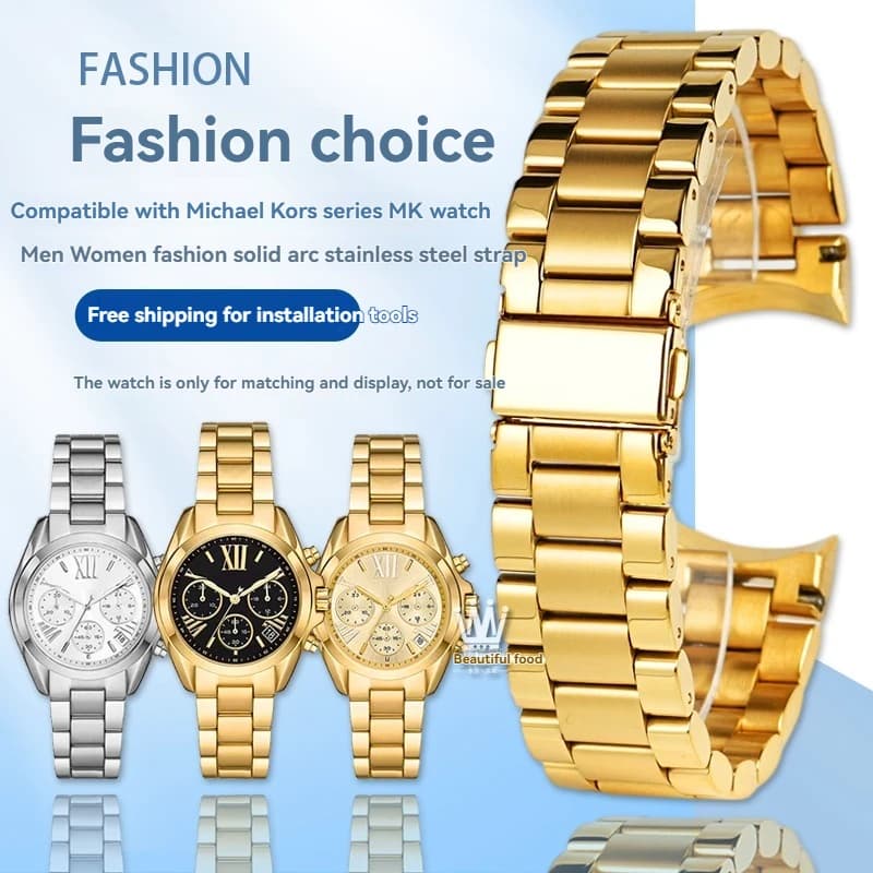 Stainless steel bracelet for Michael Kors MK5798 MK5605 MK5739 Replacement strap for MK three-eyed gold watch 18mm 22mm