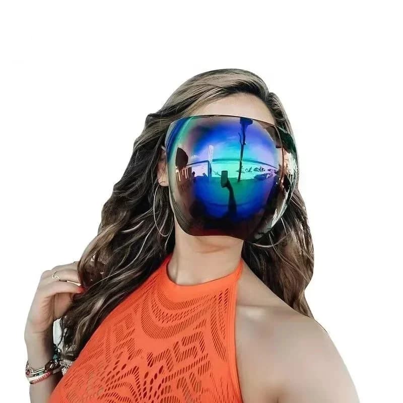 Maschera protettiva in un unico pezzo Maschera integrale resistente ai raggi UV Occhiali punk oversize Occhiali da sole Equitazione Occhiali antipolvere antivento Regali