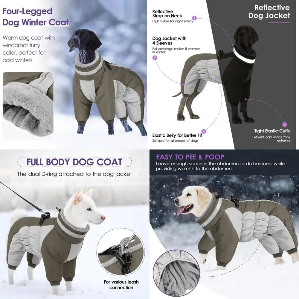 Cappotto Invernale in Pile per Cani con Imbracatura, Tuta Riflettente per Cani di Taglia Media, Antivento con Protezione per le Zampe, Adatto per Boston Terrier, Arm