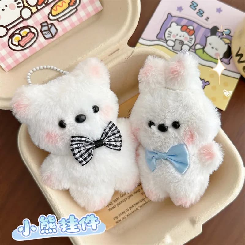 Mini simpatico orso di peluche morbido portachiavi cartone animato coniglietti bambole peluche portachiavi ciondolo borsa accessori ornamento farcito regali per bambini