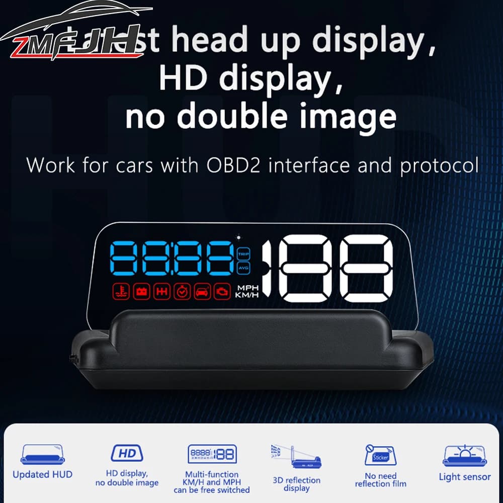 C500 OBD/GPS HUD Head-Up Display Parabrezza per auto Tachimetro su vetro Proiettore RPM Orologio Distanza di guida Volt Computer di bordo