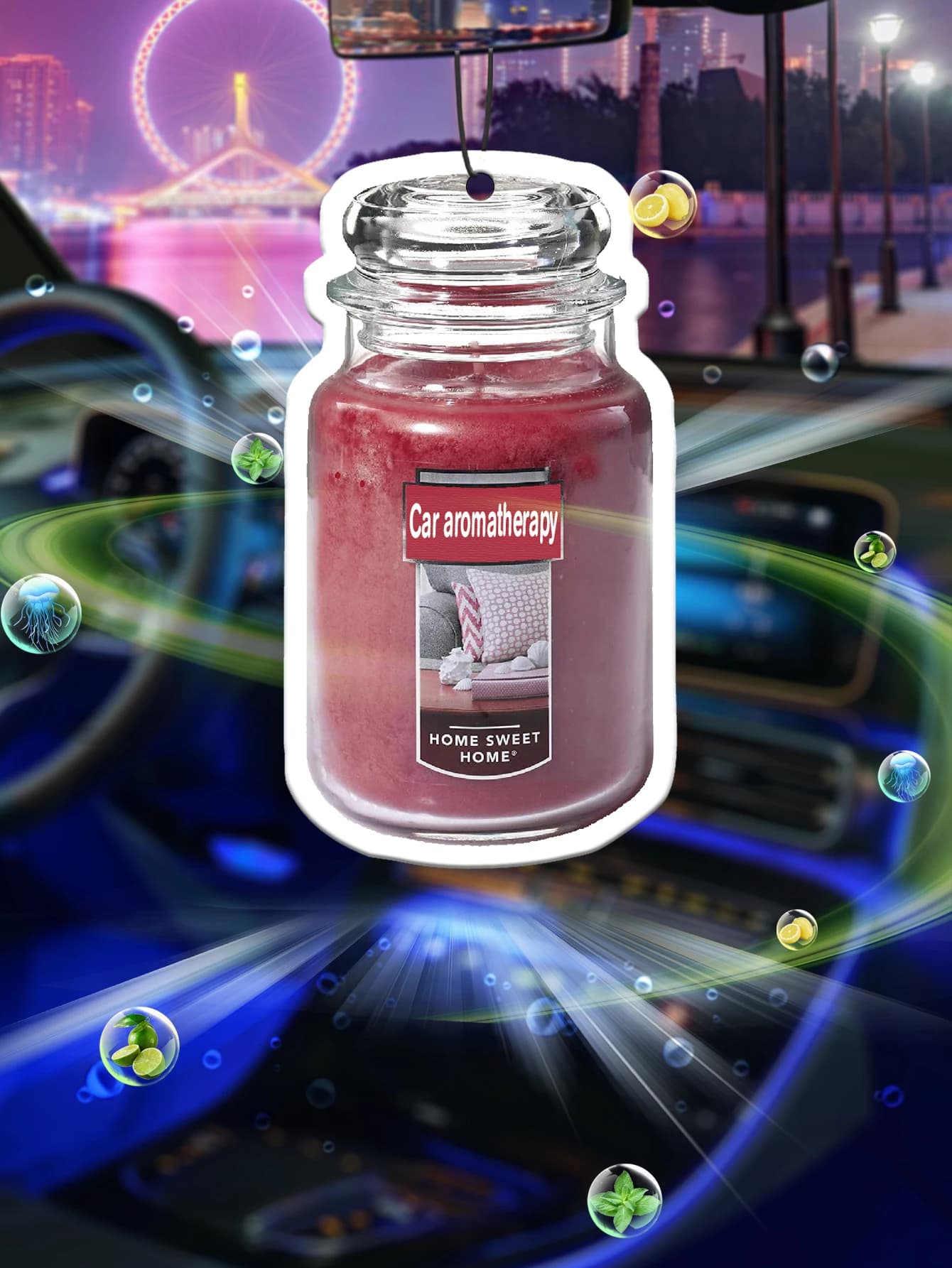 Pink perfumed glass bottle, aromatherapy mounted on car, perfume for car, perfume, long lasting scented pendant, outside the mouth