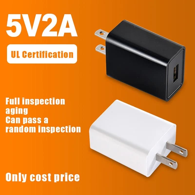 Adapter 5V 2A Quick Charging Plug UL A USB port Charging Wall Charging Charge for Phone Travel in USA Japan Thailand Canada Colombia