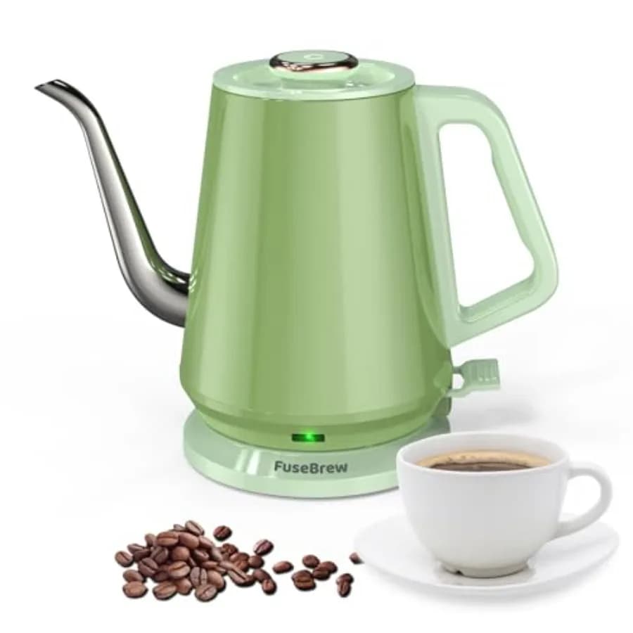 Bollitore Elettrico a Collo d'Oca 0.8L 1200 Watt, Riscaldamento Rapido, Acciaio Inossidabile, Senza BPA, Spegnimento Automatico, Bollitore per Caffè Pour Over per Piccoli Spazi