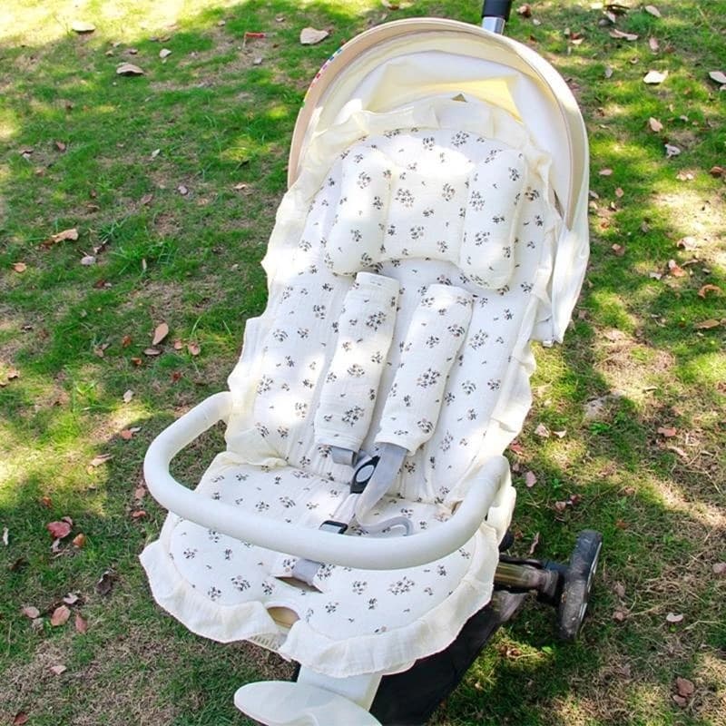 1 Set Set cuscini e cuscini per passeggini traspiranti Bordi in pizzo Comfort tutto l'anno Compatibilità con maggior parte