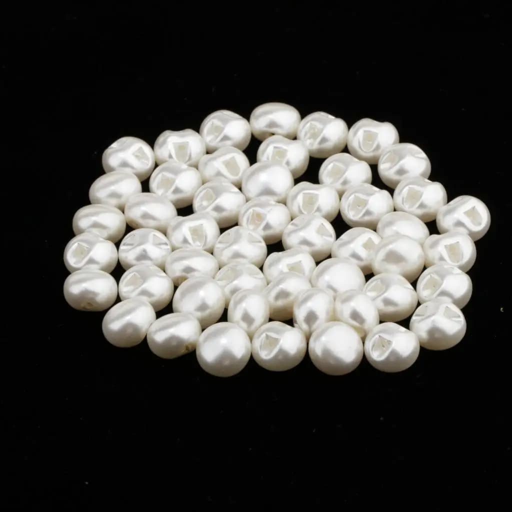 White Pearl Sewing Buttons Plastic Shank DIY Garment Accents Craft Kit for Shirts Dresses 10mm