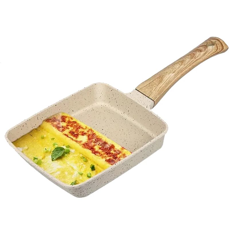 Padella Rettangolare Antiaderente Giapponese, Padella Antiaderente in Pietra di Riso, Manico Anti-scottatura, Padelle Piccole