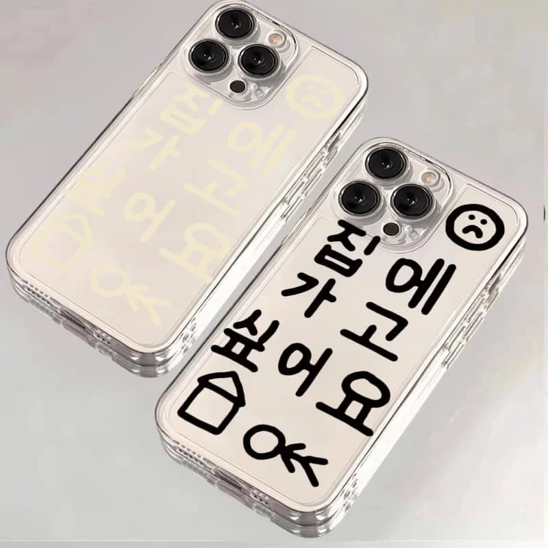 Transparent Korean Simple Word Silicone Phone Case For Redmi Note 10 11 12 13 14 Pro Plus 5G 12 13 13C 4G Shockproof Clear Cover