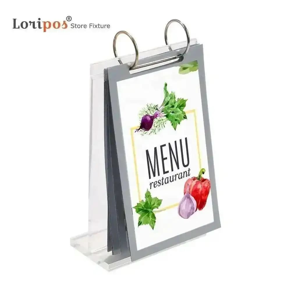 Espositore per pagine a doppia faccia in acrilico bevande Menu tavolo Album scrivania segno ristorante porta etichette per Hotel supporto per foto
