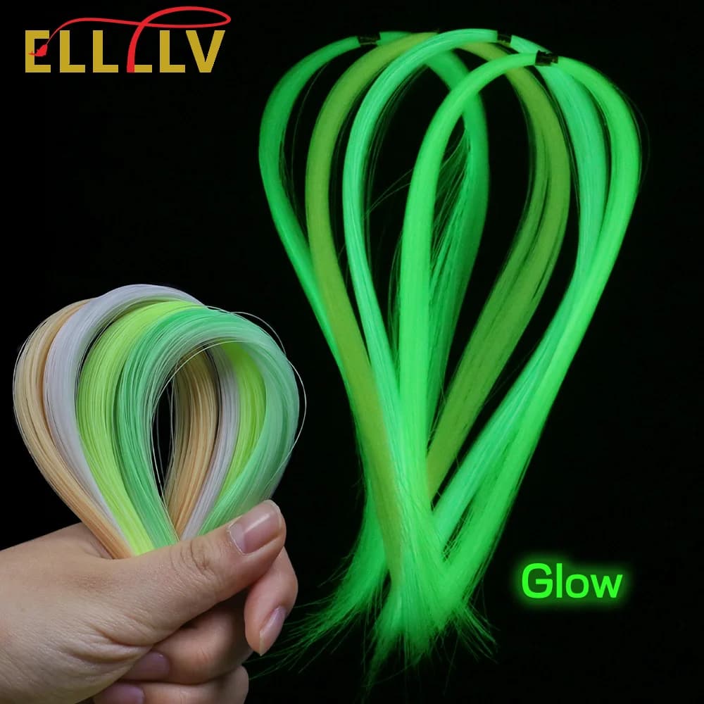Elllv Pesca in Acqua Salata Filo di Fibra Super Luminoso Materiale Incandescente per Assist Hook Jigging Lure Sabiki Rigs Fly Tying Streamer