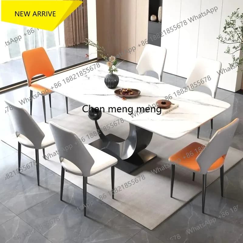 Tavolo da Pranzo Moderno di Lusso M178 con Gambe Nere, Tavolo Unico per Studio e Soggiorno, Effetto Marmo, Stile Nordico