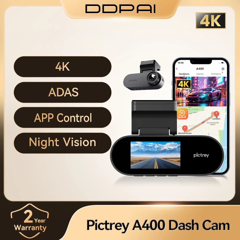 Pictrey A400 4K Dash Cam Car Camera Dashboard Wi-Fi ADAS integrated with IPS screen support from 1.9 '' Parking Monito Night vision DVR for cars