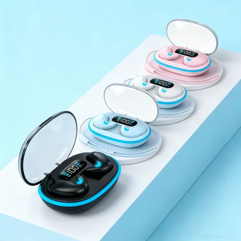 Auricolare Bluetooth wireless con cordino X55Pro, auricolare Bluetooth per dormire, auricolare stereo Hi-Fi impermeabile con microfono