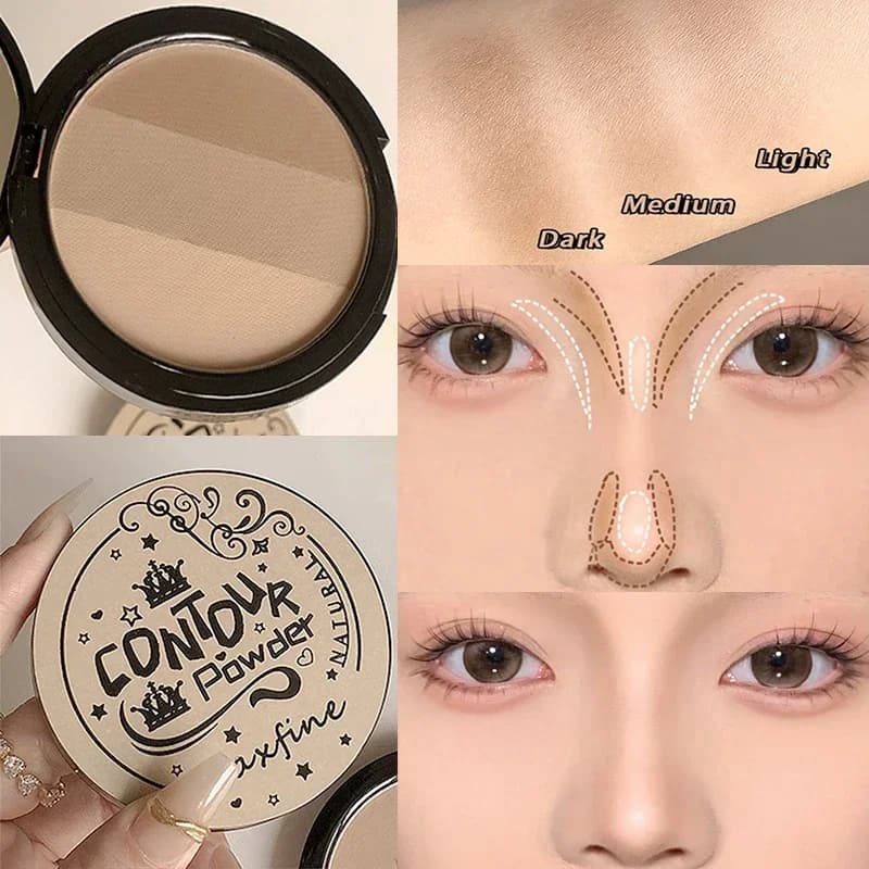 Dust for opaque contours Pink tan palette Powder for shading long-lasting natural face Waterproof cosmetics in 3 colors