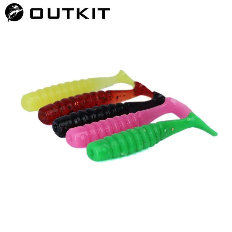 OUTKIT 10 Pz/lotto Wobblers mini Pesca Esche Morbide Gomma Esche Morbide 4 cm/5 cm Verme Morbido Esche Artificiali Bass Pesce In Silicone