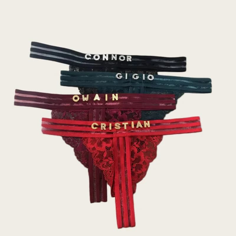 Perizoma personalizzato Nome Lettera Cristallo Donne sexy Personalizzato Personalizzato G-String Biancheria intima di pizzo Biancheria intima Fidanzata Moglie Regalo