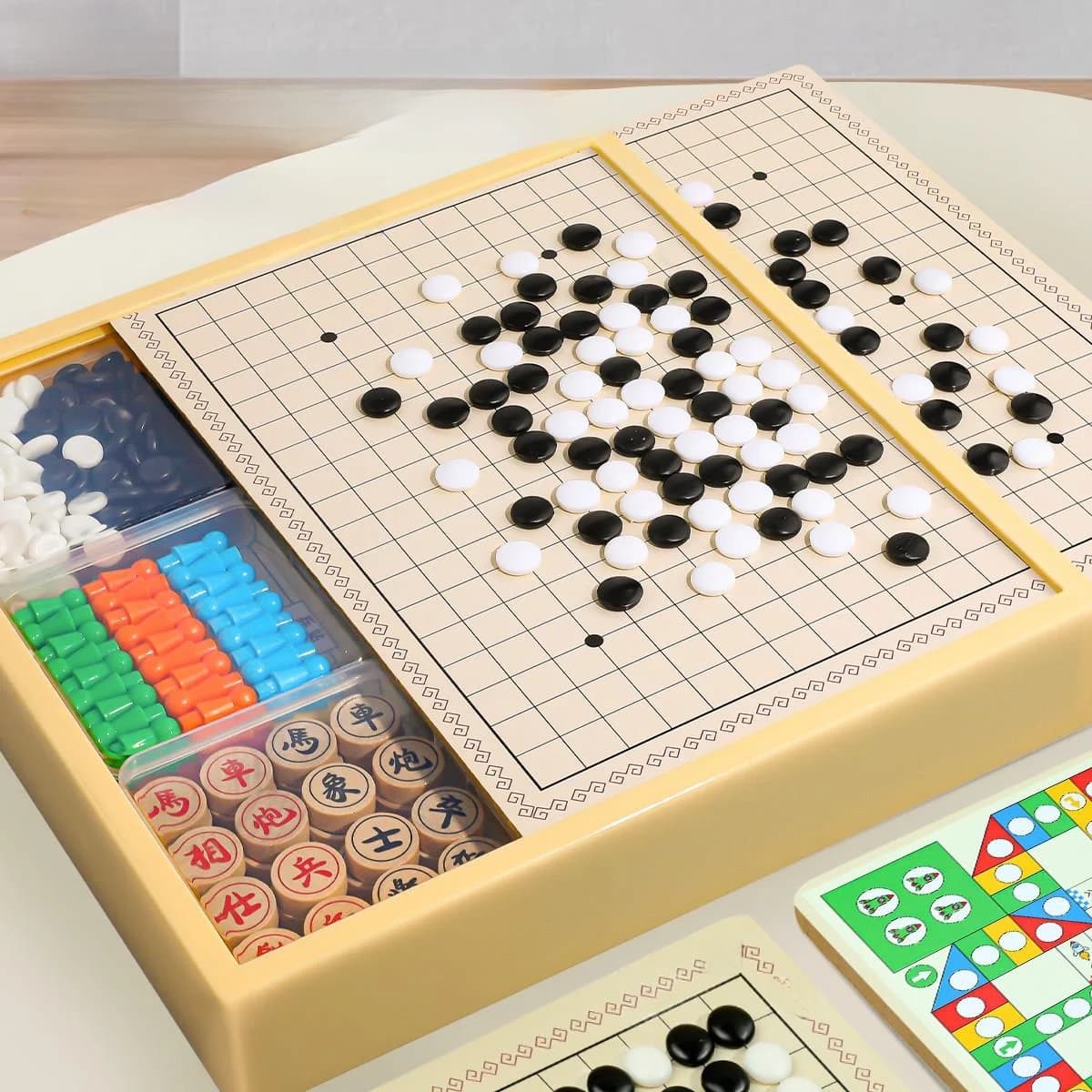 Set da gioco Go per bambini, versione per bambini, con conteggio a dita, bianco e nero, kit scacchiera due-in-uno di alta gamma per studenti e bambini piccoli