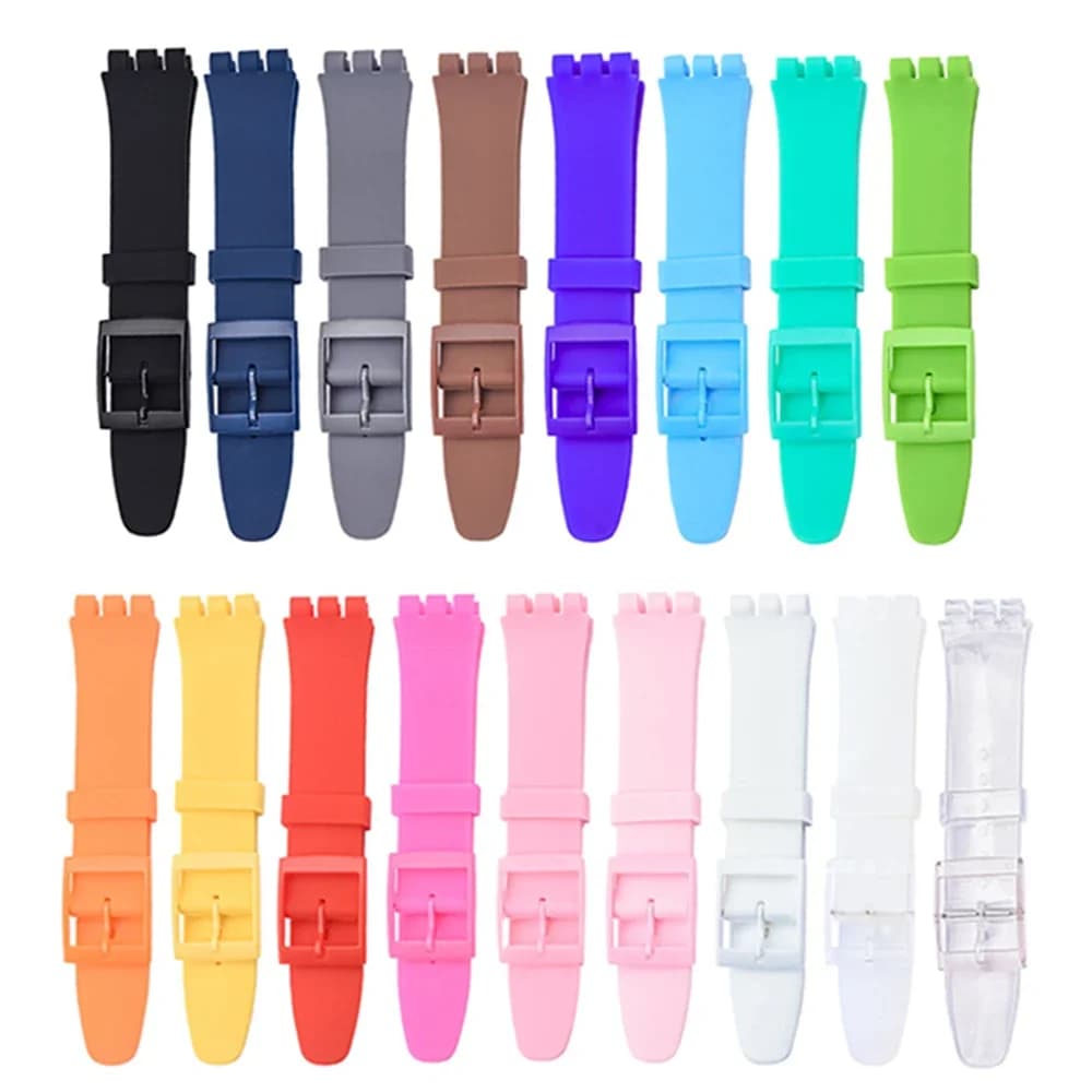 NEW NEW 12/16/17/19/20mm Silicone Sports Strap for Women Swatch Replacement Colorful Rubber Strap Watches Accessories