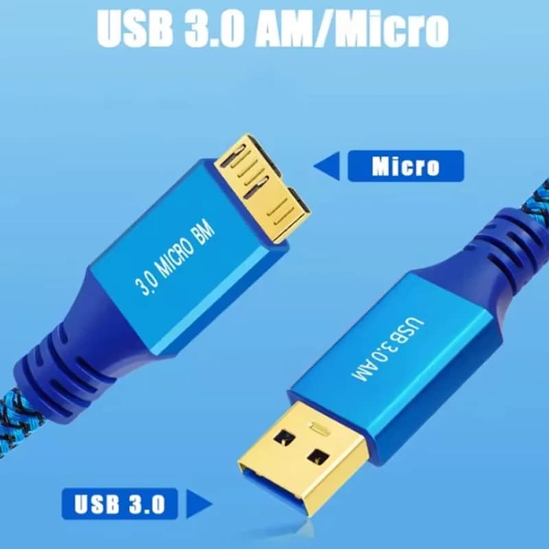 Cavo USB 3.0 Micro B da 1 m 3 m Cavo dati da 5 Gbps Cavo HDD esterno a ricarica rapida 3A Cavo USB per cavo SATA SSD per disco rigido Samsung