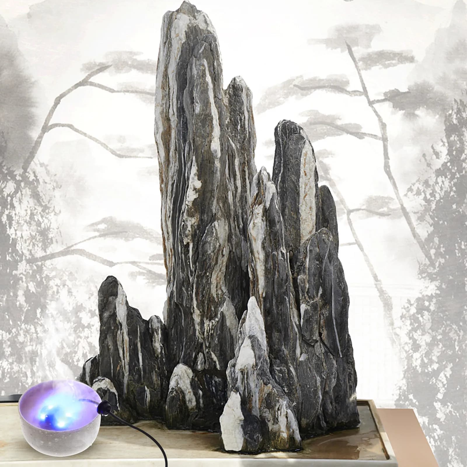 Mini Fontana LED per Rocce, Nebulizzatore Atomizzatore Umidificatore con Spina USA, Accessorio per Laghetto Paesaggistico e Acquario